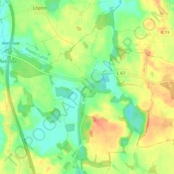 Mappa topografica Depenau, altitudine, rilievo