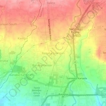 Mappa topografica Banaba East, altitudine, rilievo