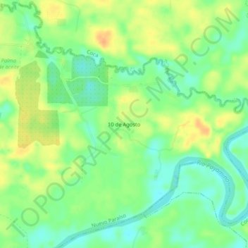 Mappa topografica 10 de Agosto, altitudine, rilievo