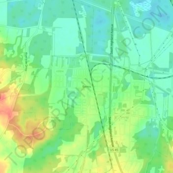 Mappa topografica Bemis, altitudine, rilievo
