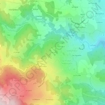 Mappa topografica Le Vorzet, altitudine, rilievo