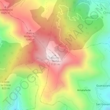Mappa topografica Sessa Cilento, altitudine, rilievo