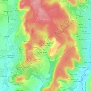 Mappa topografica L'Etre Blossier, altitudine, rilievo
