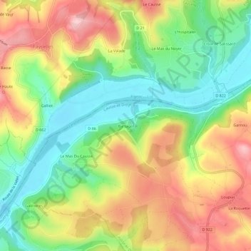 Mappa topografica Barsagol, altitudine, rilievo