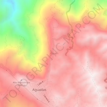 Mappa topografica Pore, altitudine, rilievo