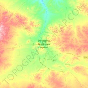 Mappa topografica 达尔罕茂明安联合旗, altitudine, rilievo