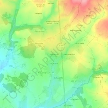 Mappa topografica La Burlière, altitudine, rilievo