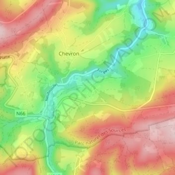 Mappa topografica Chauveheid, altitudine, rilievo