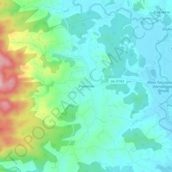 Mappa topografica Ban Mae Aen, altitudine, rilievo