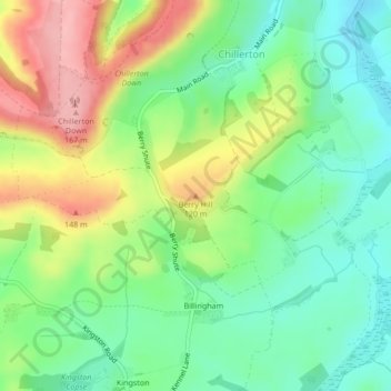 Mappa topografica Berry Hill, altitudine, rilievo