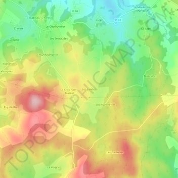 Mappa topografica Les Landes, altitudine, rilievo