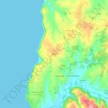 Mappa topografica Talefe, altitudine, rilievo