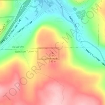 Mappa topografica South Mountain, altitudine, rilievo