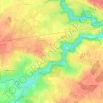 Mappa topografica Boësse, altitudine, rilievo