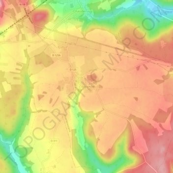 Mappa topografica Corgirnon, altitudine, rilievo