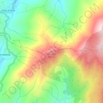 Mappa topografica Mastro, altitudine, rilievo