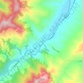 Mappa topografica Cusercoli, altitudine, rilievo