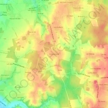 Mappa topografica Combabonet, altitudine, rilievo