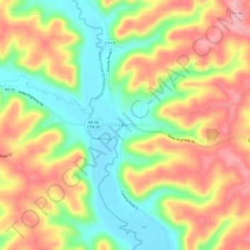 Mappa topografica Liberty, altitudine, rilievo