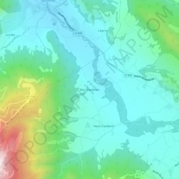 Mappa topografica Bas Chardavon, altitudine, rilievo