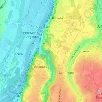 Mappa topografica Wixhou, altitudine, rilievo