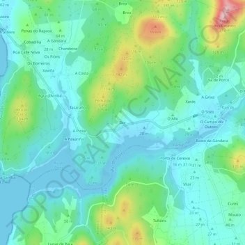 Mappa topografica Dor, altitudine, rilievo
