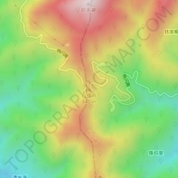 Mappa topografica 红旗岭, altitudine, rilievo
