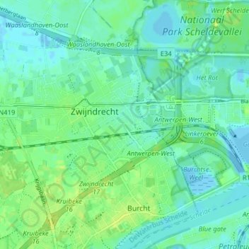 Mappa topografica Laar, altitudine, rilievo