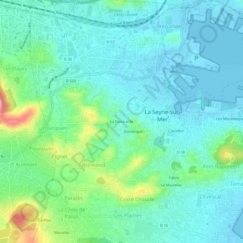 Mappa topografica La Donicarde, altitudine, rilievo
