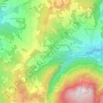 Mappa topografica Mogne, altitudine, rilievo