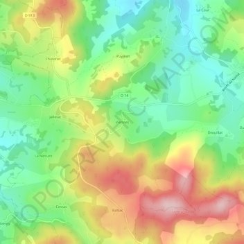 Mappa topografica Viennes, altitudine, rilievo