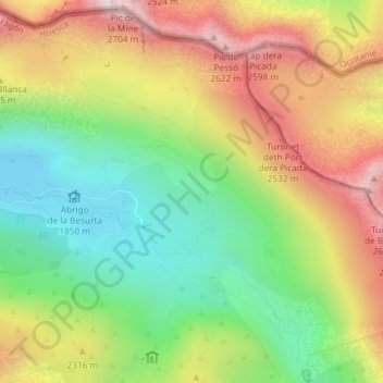 Mappa topografica La Besurta, altitudine, rilievo