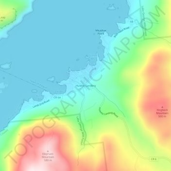 Mappa topografica Huletts Landing, altitudine, rilievo