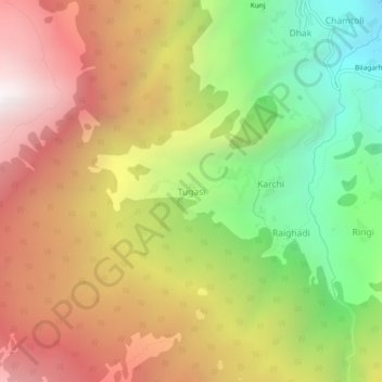 Mappa topografica Tugasi, altitudine, rilievo