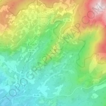 Mappa topografica Trevejo, altitudine, rilievo