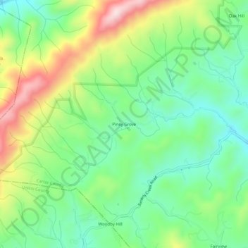 Mappa topografica Piney Grove, altitudine, rilievo