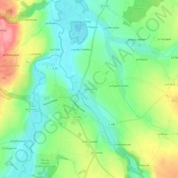 Mappa topografica Les Croix, altitudine, rilievo
