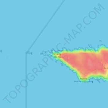 Mappa topografica Pointe du Raz, altitudine, rilievo