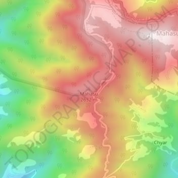 Mappa topografica Mahasu, altitudine, rilievo