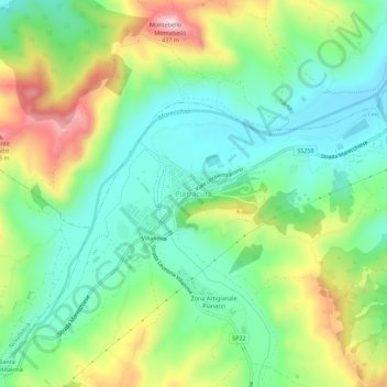 Mappa topografica Pietracuta, altitudine, rilievo