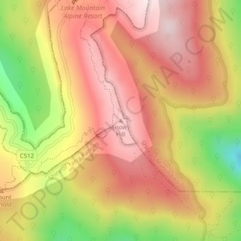 Mappa topografica Snowy Hill, altitudine, rilievo