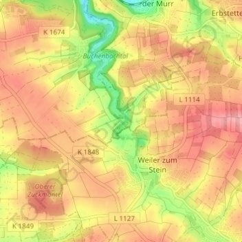 Mappa topografica Steinächle, altitudine, rilievo