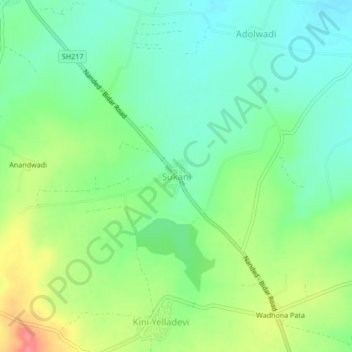 Mappa topografica Sukani, altitudine, rilievo