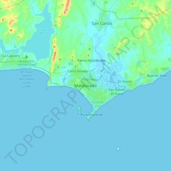 Mappa topografica Maldonado, altitudine, rilievo