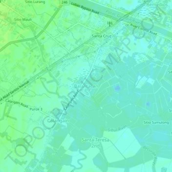 Mappa topografica Balantacan, altitudine, rilievo