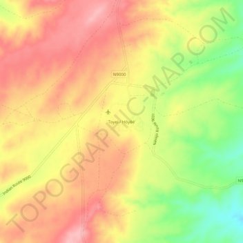 Mappa topografica Toyei, altitudine, rilievo