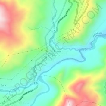 Mappa topografica Santa Rosa de Quijos, altitudine, rilievo