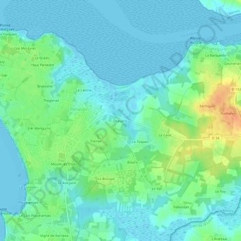 Mappa topografica Kavard, altitudine, rilievo