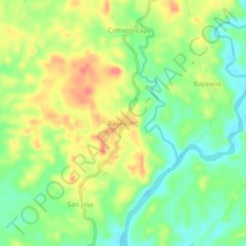 Mappa topografica Bayasong, altitudine, rilievo