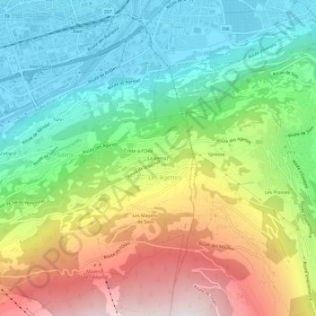 Mappa topografica La Vernaz, altitudine, rilievo